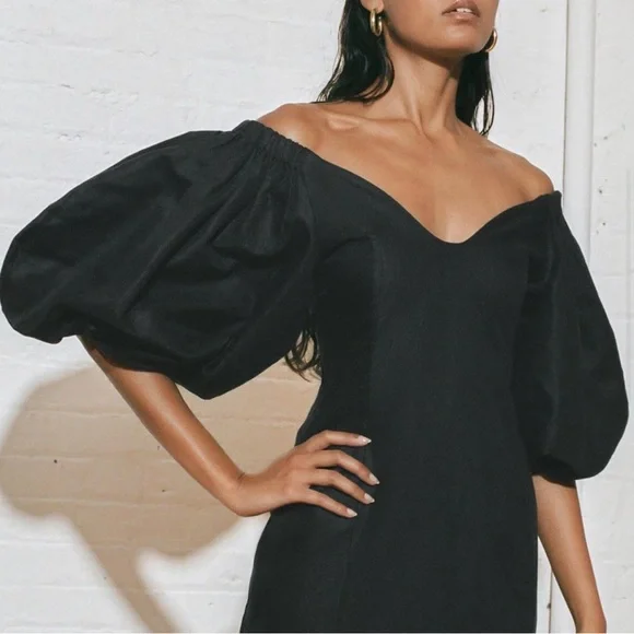 Mara Hoffman Midi Linen-Blend Namari Puff-Sleeve Dress - Picture 4 of 10